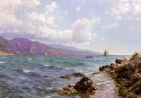Monsted, Peder Mork - Fishing Boats on the Water, Cap Martin